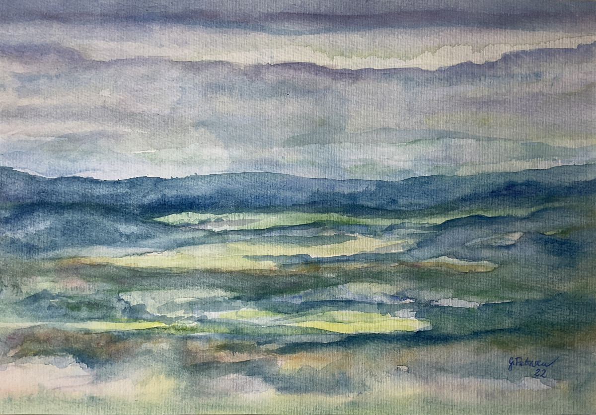 Landschaft, Aquarell, 23 x 33 cm,