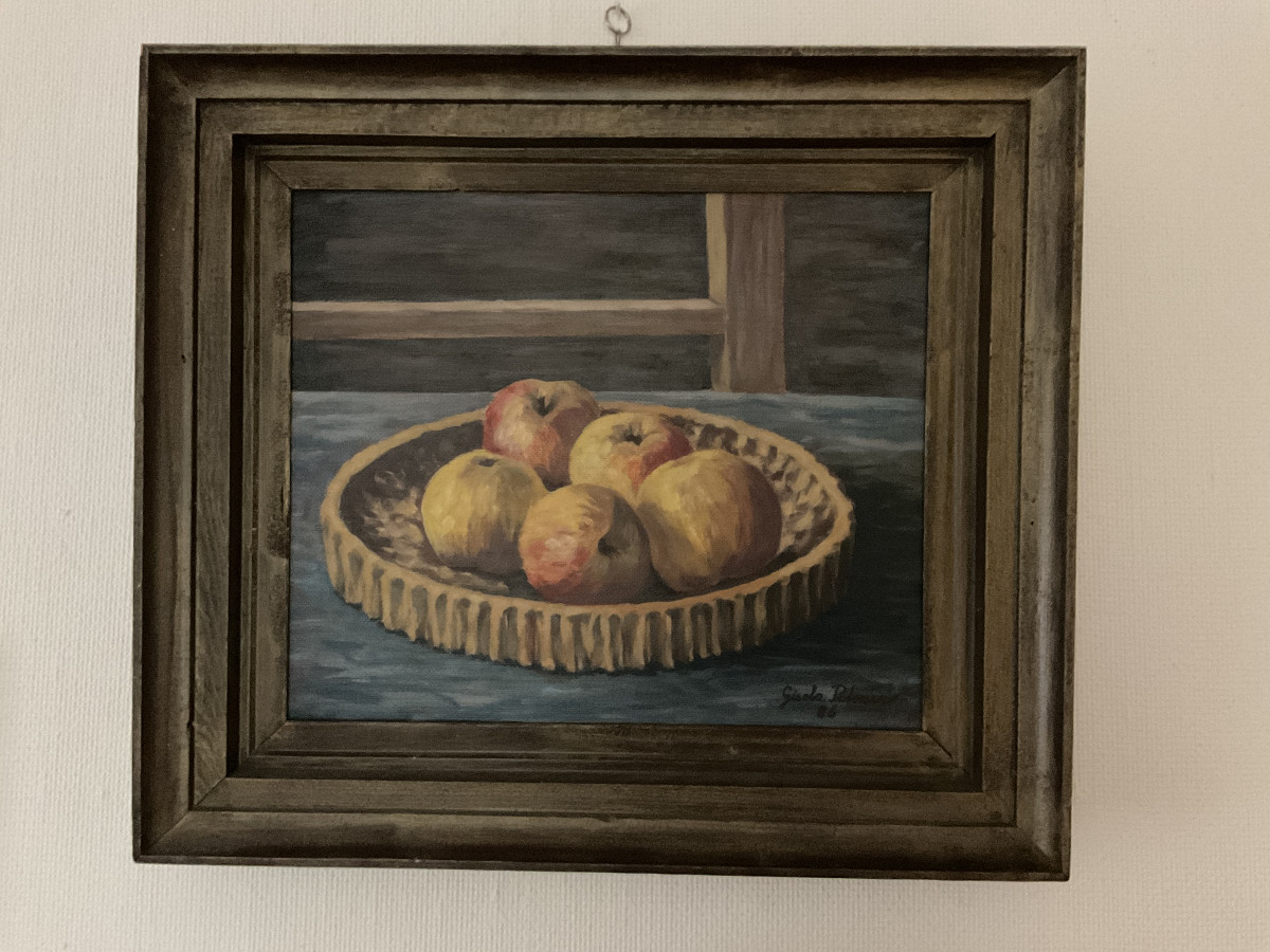 Stillleben mit Äpfeln 1986, 42 cm x 35 cm, Öl auf Hartfaserplatte