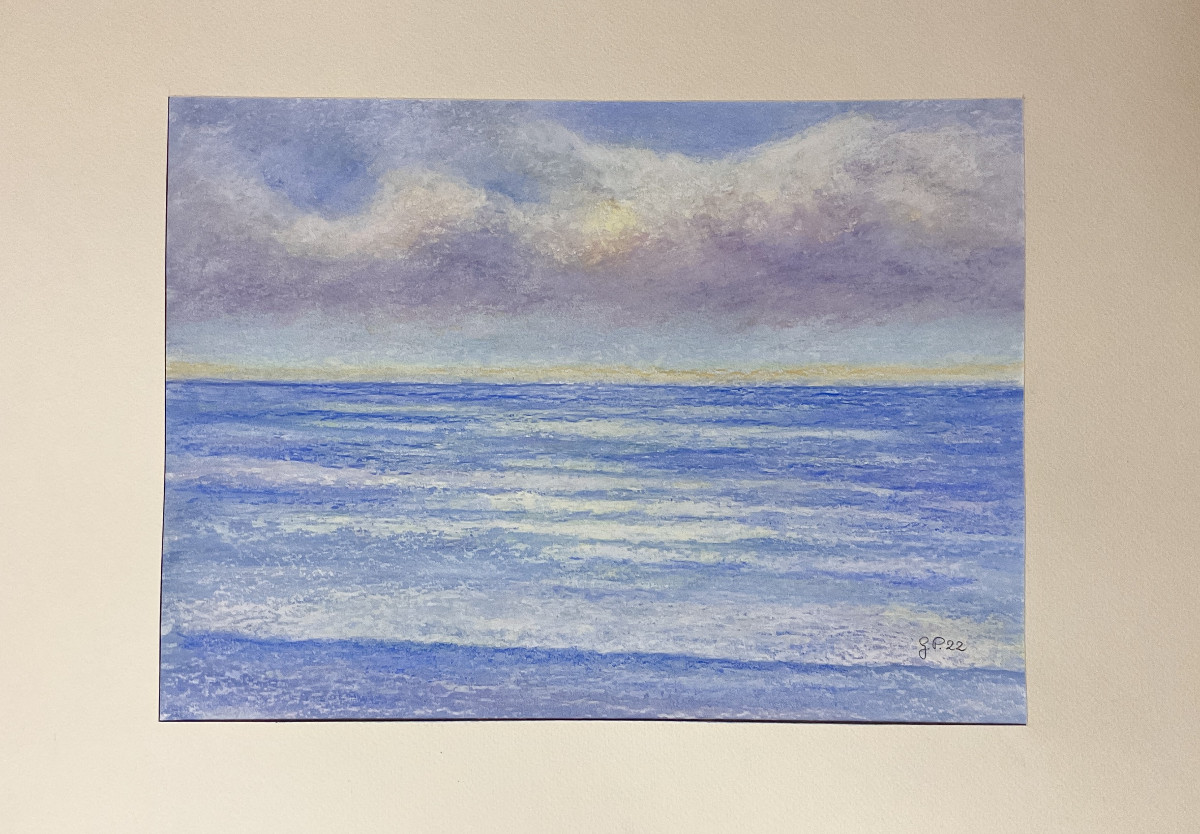 Blick aufs Meer, Aquarell/Pastell/Wachs, 24 cm x 32 cm