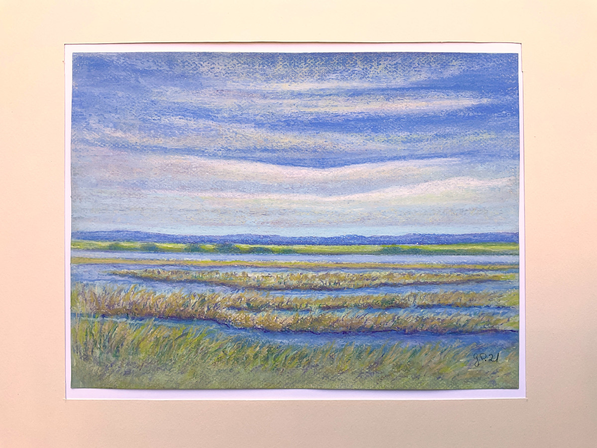 Flusslandschaft 2, Pastell, 24 cm x 32 cm Bildformat