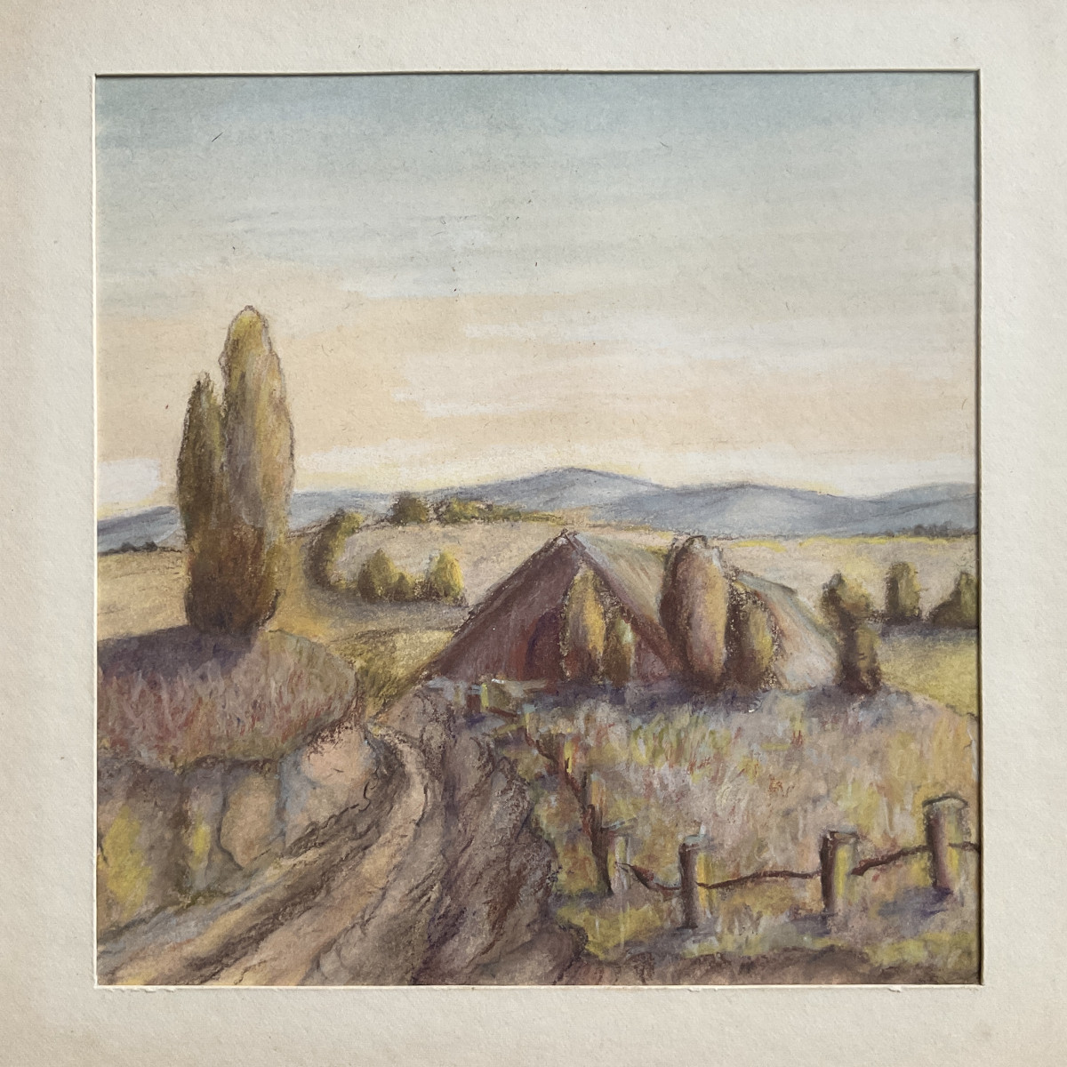 Heidelandschaft, freie Komposition, Pastell, 17,5 cm x 17 cm, 1972