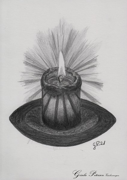 Kerze, Zeichnung mit Bleistift 2B/4B/6B, A5