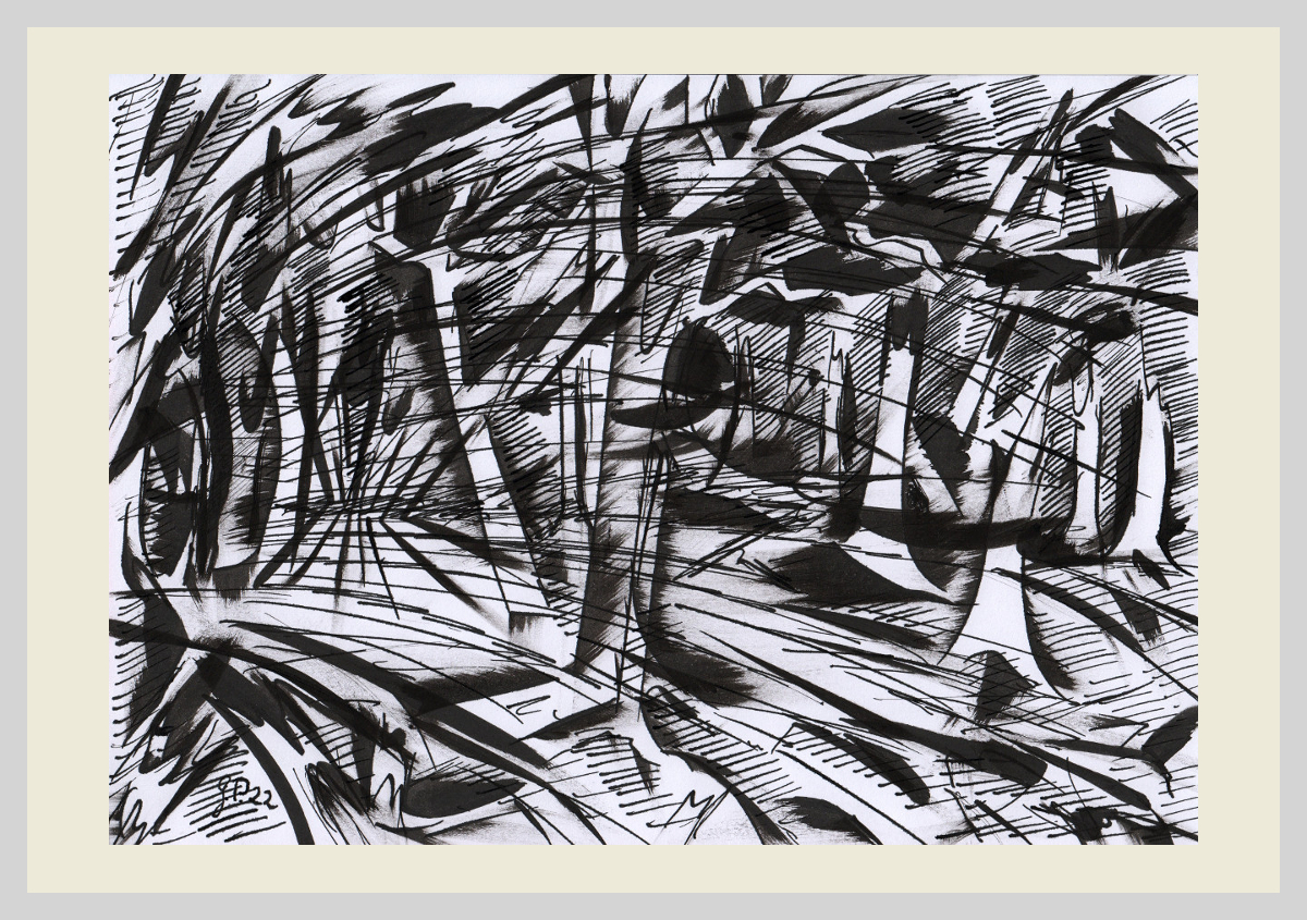 Ohne Titel, Feder mit Tusche auf Papier, DIN A 4,