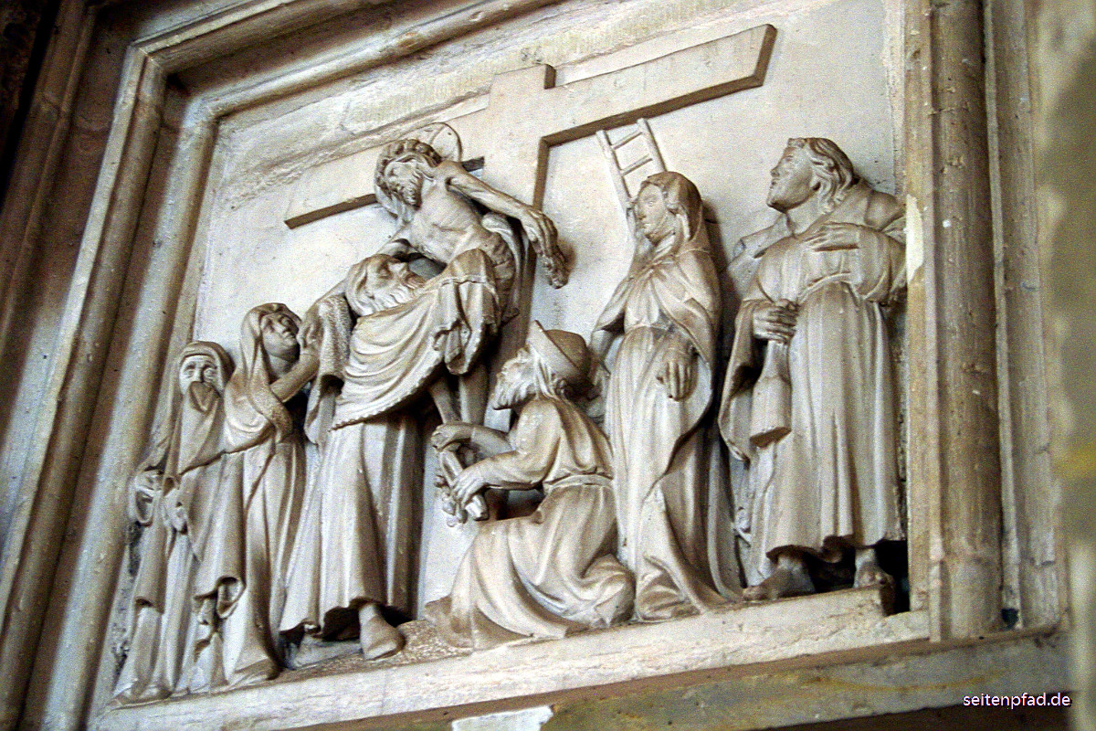Sandsteinrelief mit Szene aus dem Leben Jesu